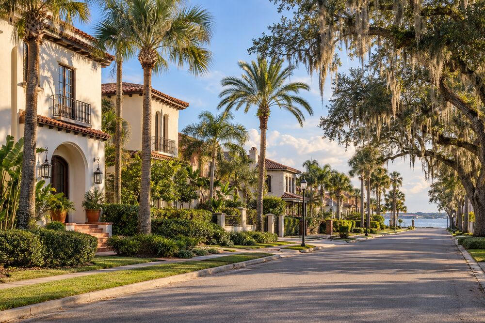 A Spanish Mediterranean home on a palm-lined St. Augustine street